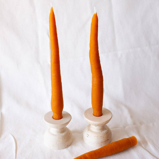 Carrot Beeswax Candles - Pair