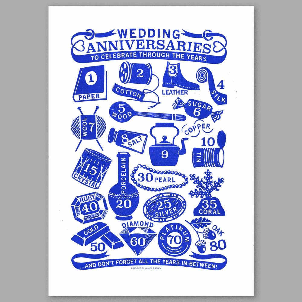 Anniversaries Linocut Print