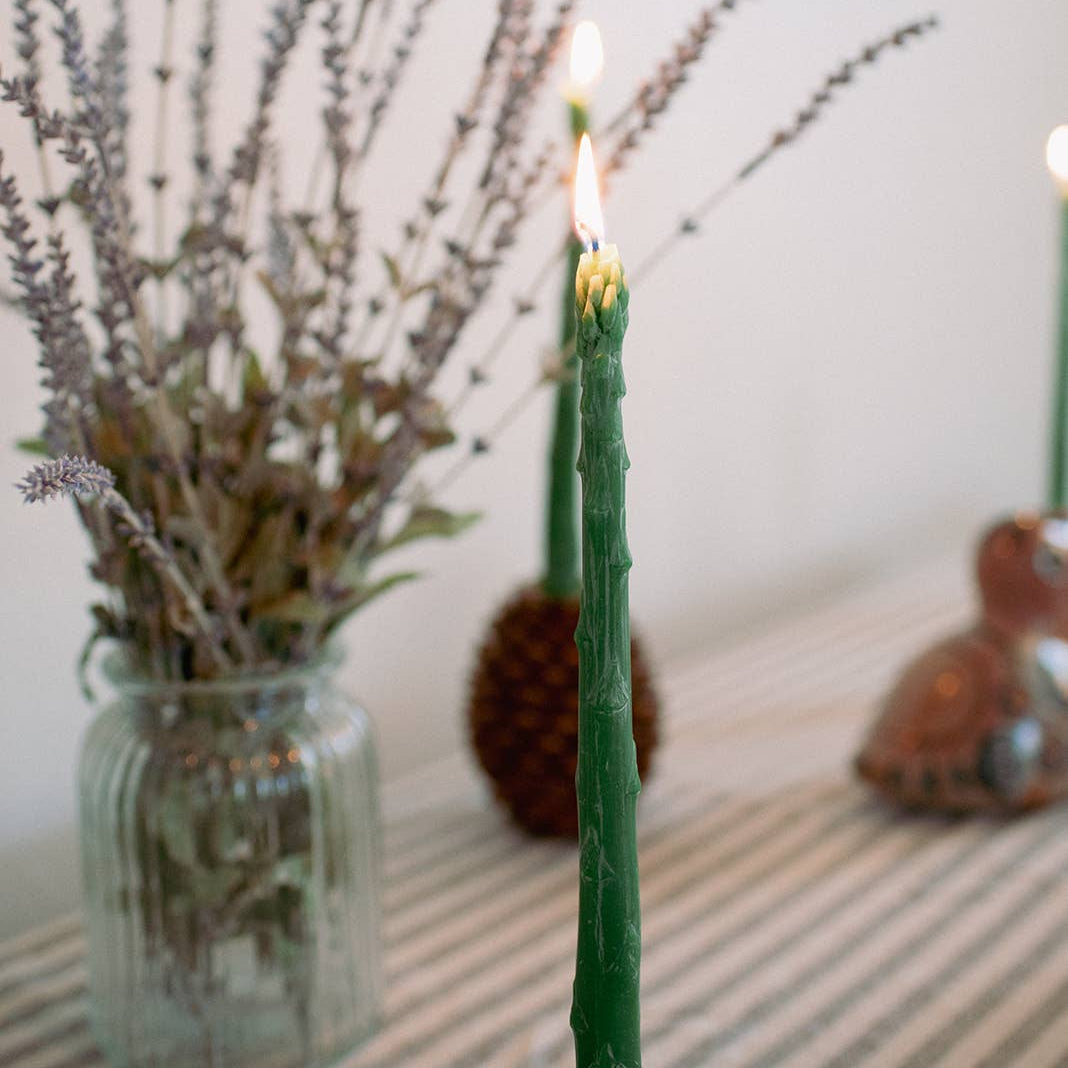 Asparagus Beeswax Candle - Pair