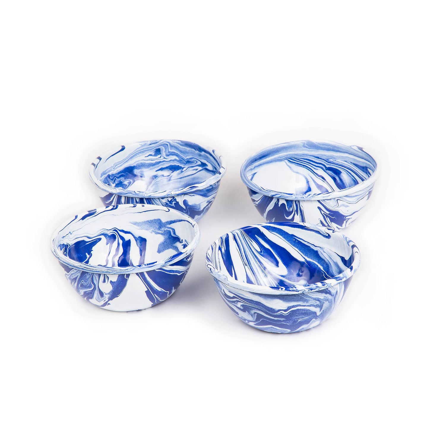 Hand Marbled  Enamelware Dining Set - Blue