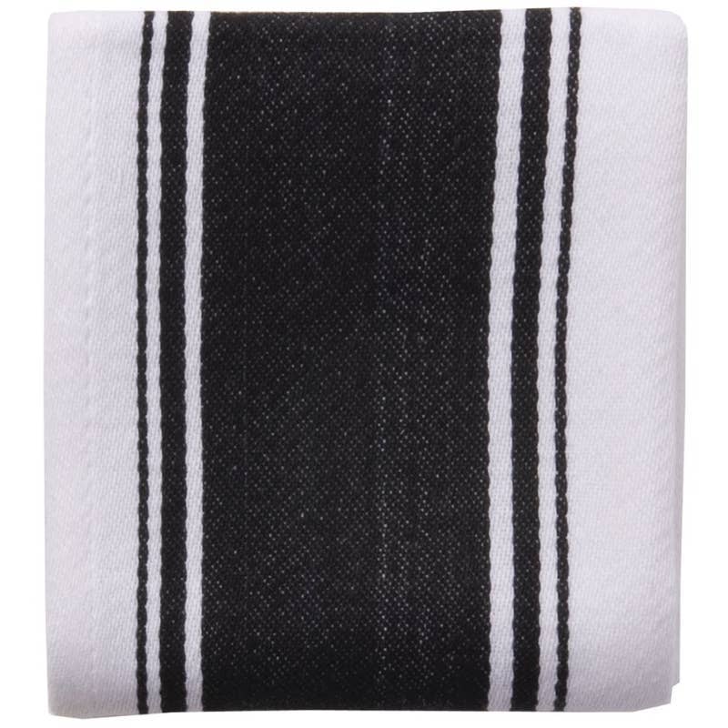 Colour Striped Tea Towel -  Black