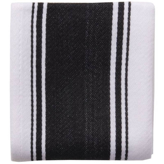 Colour Striped Tea Towel -  Black