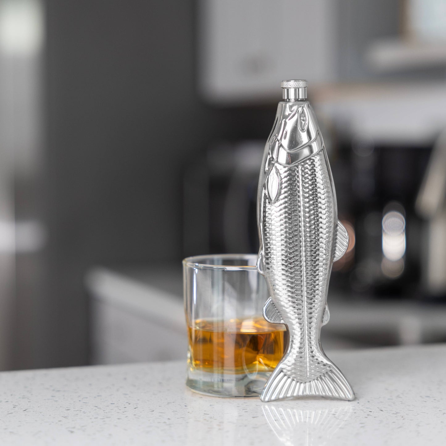 Stainless Steel Fish Flask, 4 Oz.