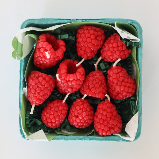 Raspberry Beeswax Birthday Candles - 10