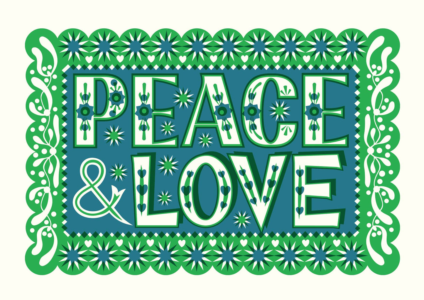 Pack of 10 Christmas Cards – Peace & Love / Joyeux Noel