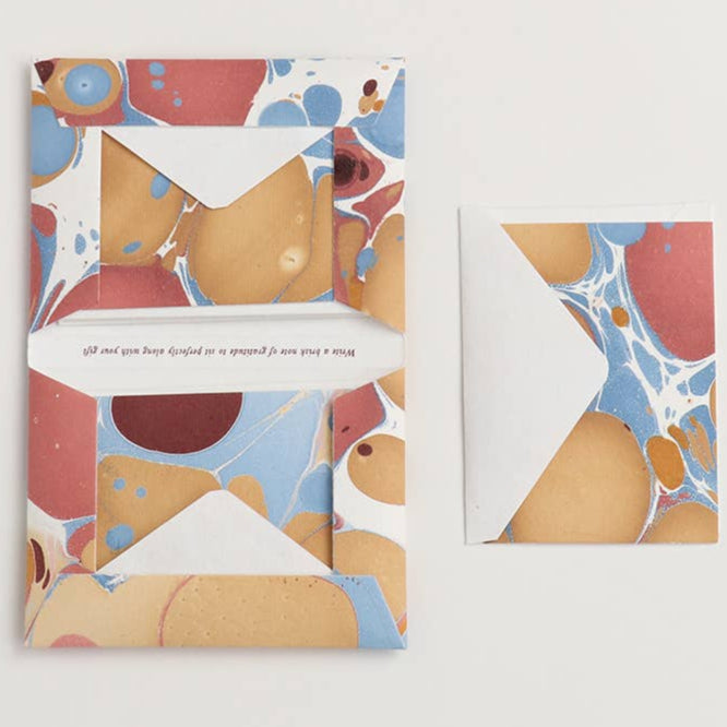 Hand Marbled Notecard Set - 6 Cards: Desert Feather