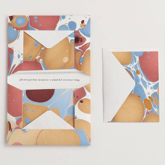 Hand Marbled Notecard Set - 6 Cards: Desert Pebbles
