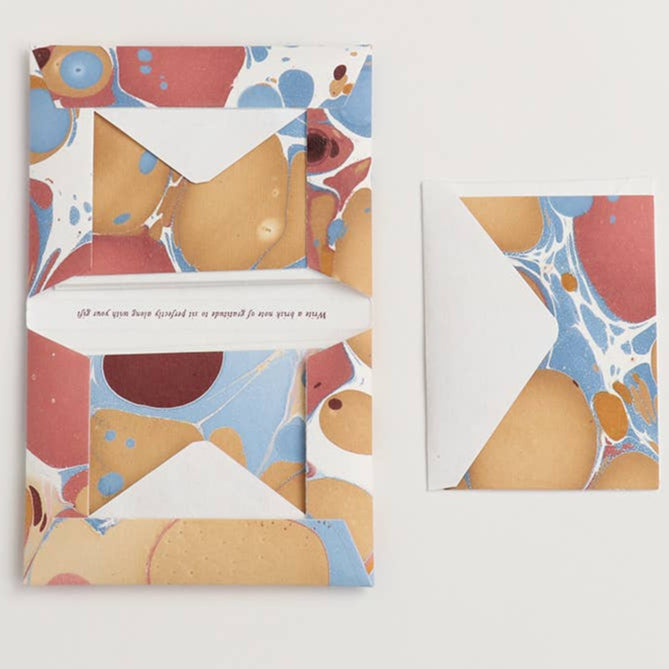 Hand Marbled Notecard Set - 6 Cards: Desert Mountain