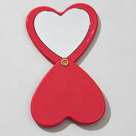 Vintage Heart Shaped Acetate Mirror: Red