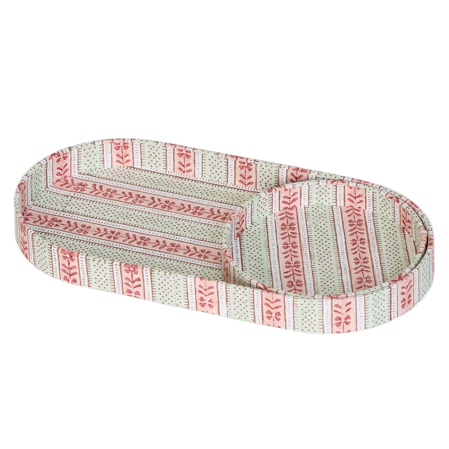 Block Printed Desk Tray Set - Mint/Rose Rhea