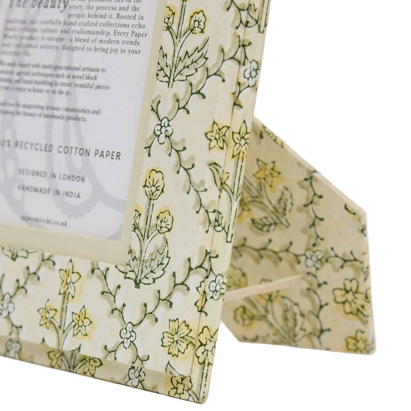 Block Printed Picture Frame - Floral Lattice