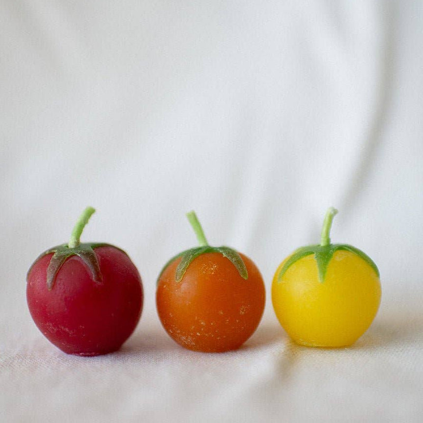 Cherry Tomato Beeswax Birthday Candles - 8