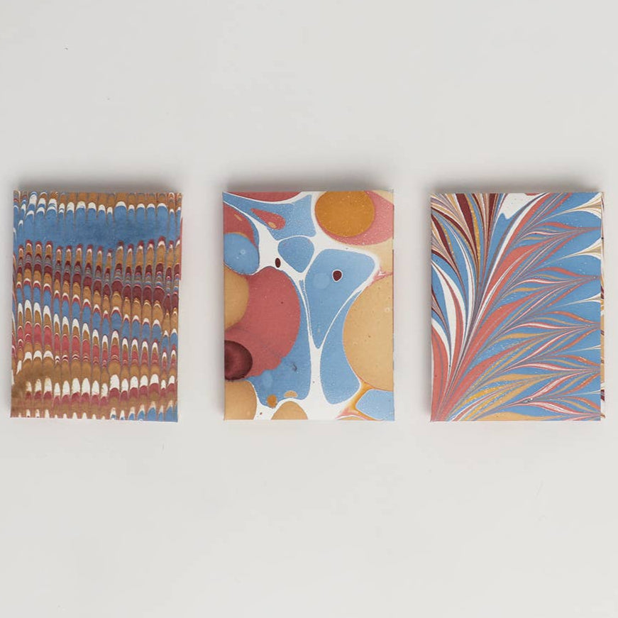 Hand Marbled Notecard Set - 6 Cards: Desert Feather