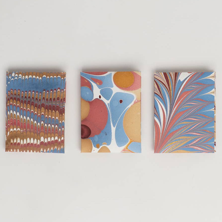 Hand Marbled Notecard Set - 6 Cards: Desert Mountain