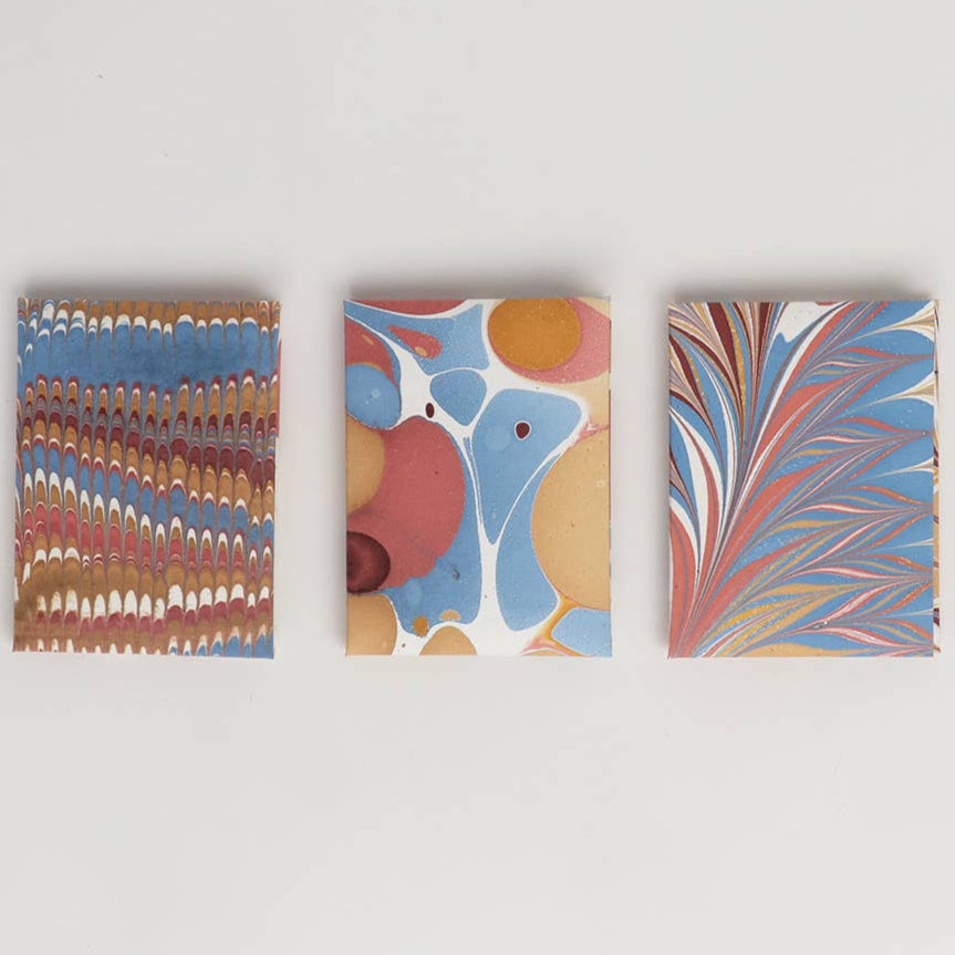 Hand Marbled Notecard Set - 6 Cards: Desert Pebbles