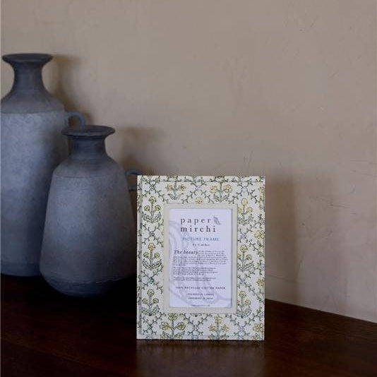 Block Printed Picture Frame - Floral Lattice