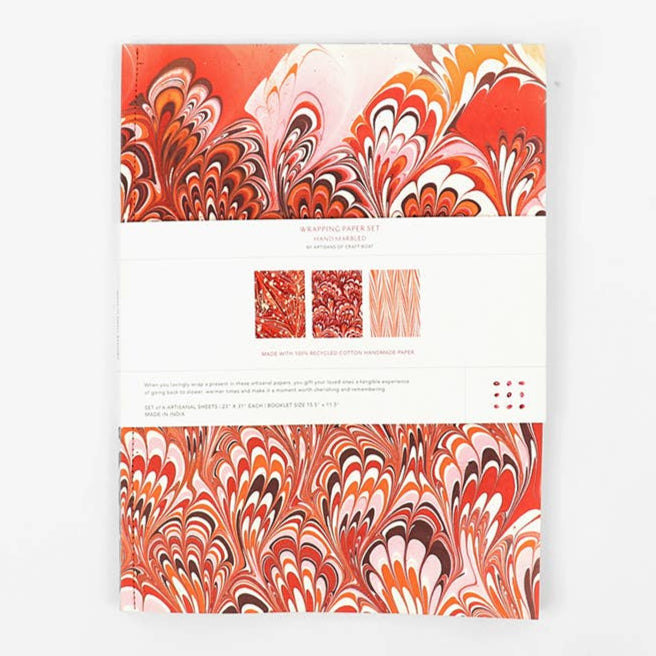 Marbled Wrapping Paper Set - Red