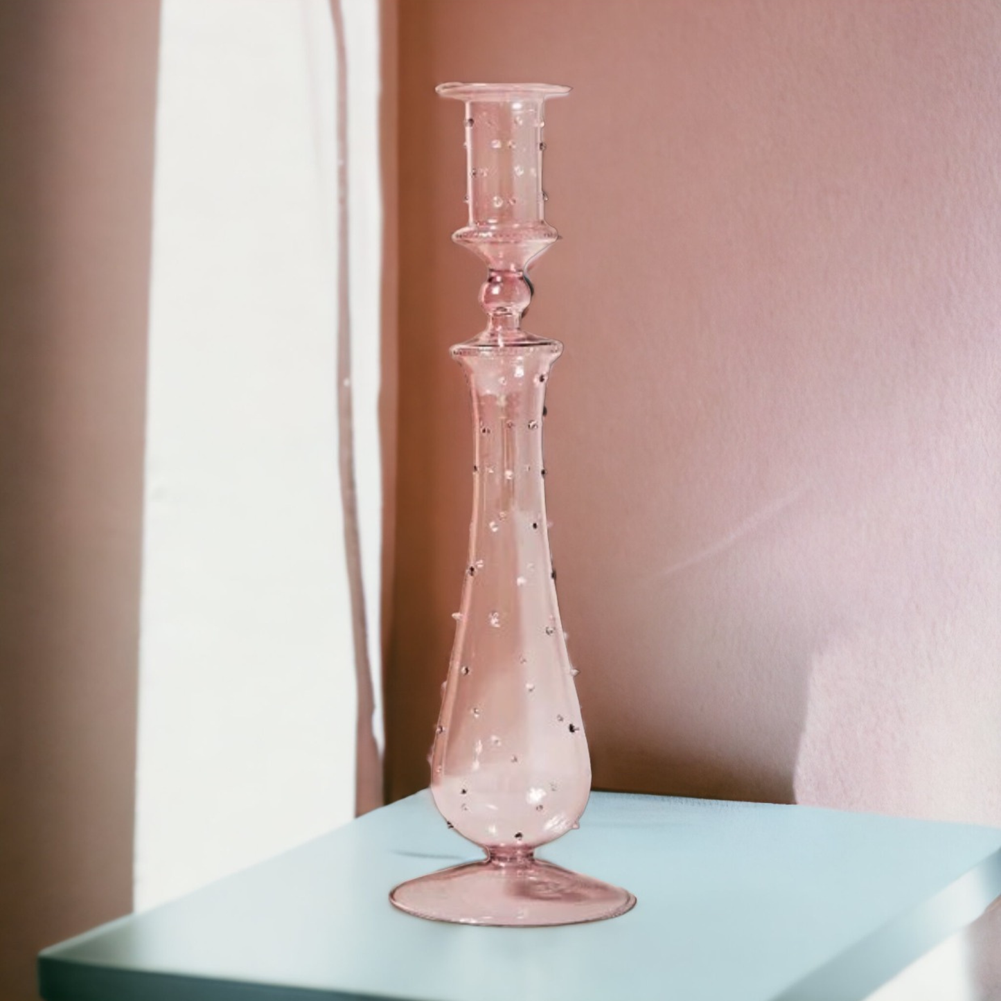 Glass Candlestick: Green