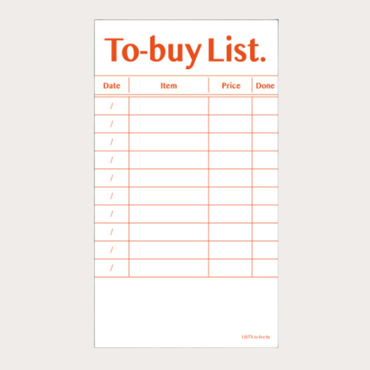 Paperian Lists To Live by 'To Buy' Memo Pad