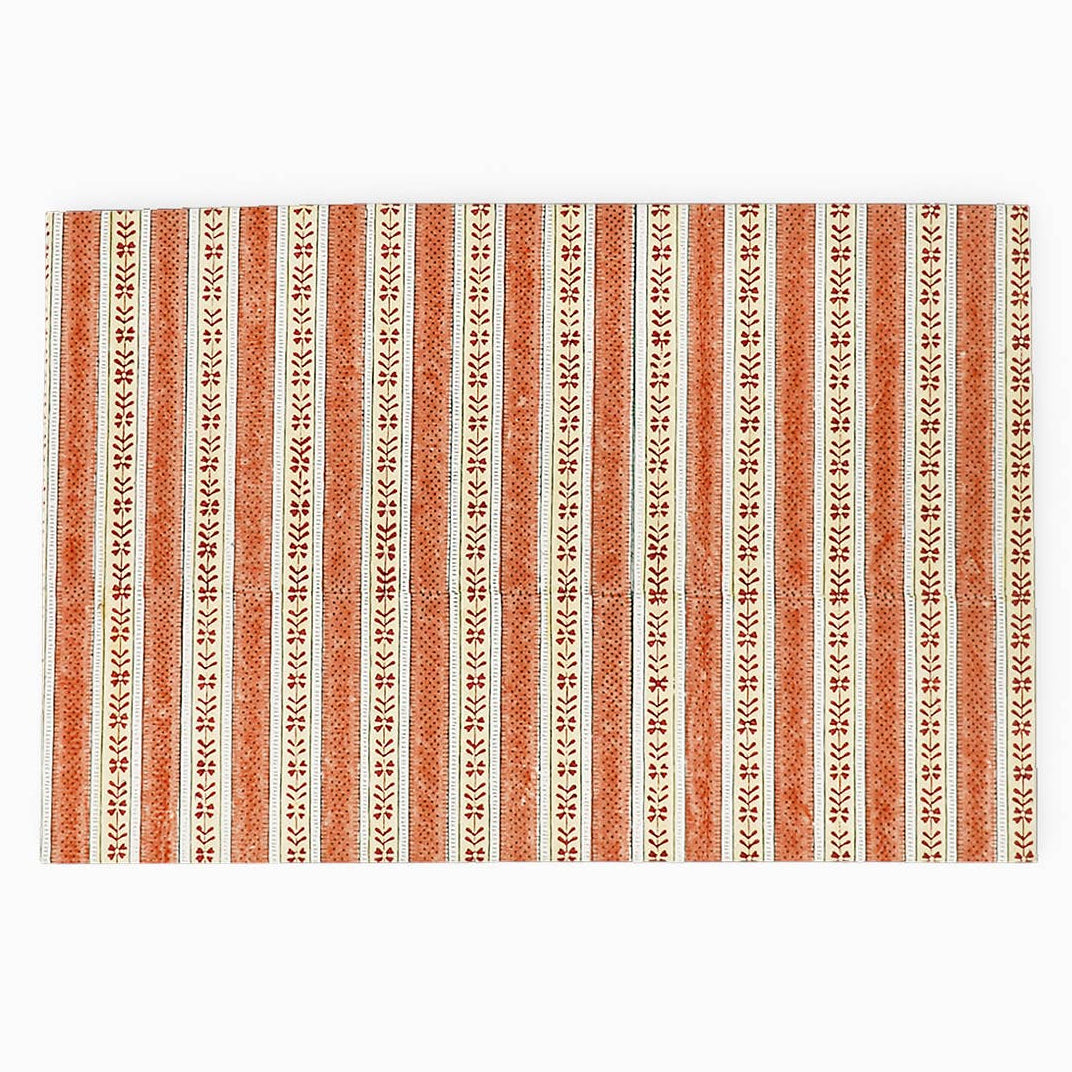 Block Printed  Hexagon Collapsible Basket - Brick Red Rhea