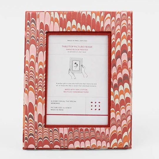 Marbled Paper Picture Frame - Mountain Red