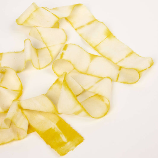 Butter Yellow Natural Dyed Cotton Ribbon - Pack of 6