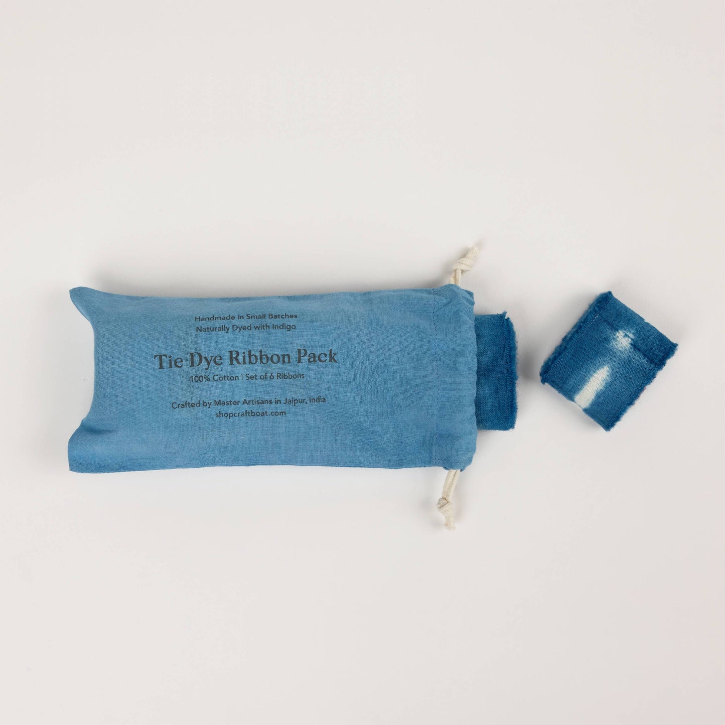 Indigo Natural Dyed Cotton Ribbon - Pack of 6
