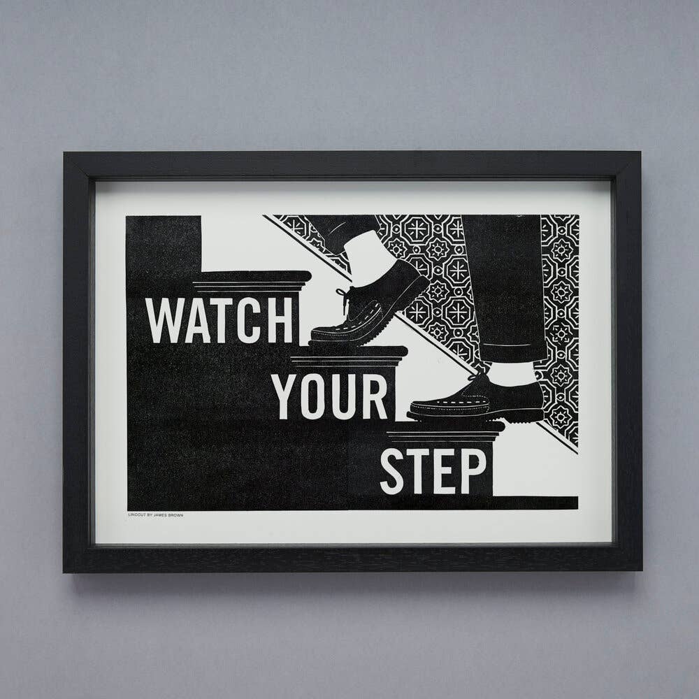 Step Linocut Print