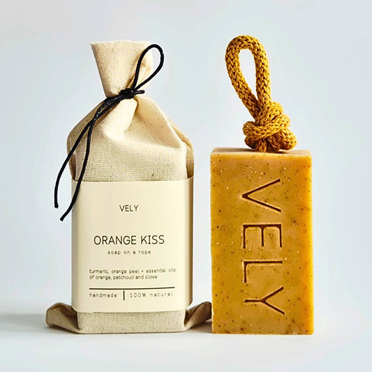 Handmade Soap On A Rope "Orange Kiss"