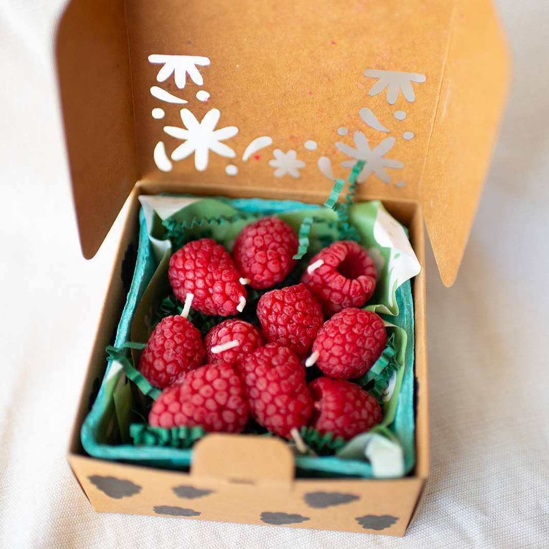 Raspberry Beeswax Birthday Candles - 10