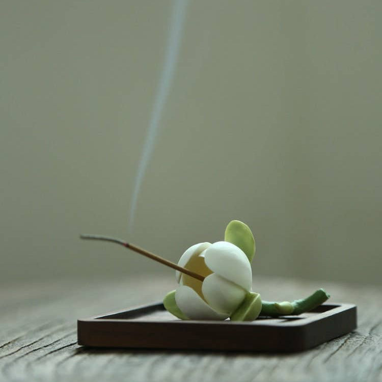 Ceramic Magnolia Flower Incense Holder