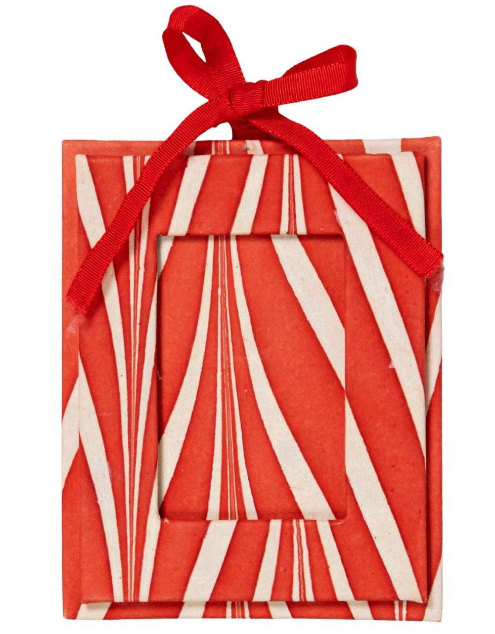 Mini Hand-Marbled Picture Frame - Candy Cane
