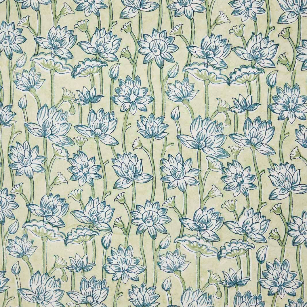 Block Printed Wrapping Paper - Lotus Indigo