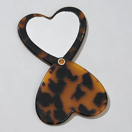 Vintage Heart Shaped Acetate Mirror - Tortoiseshell