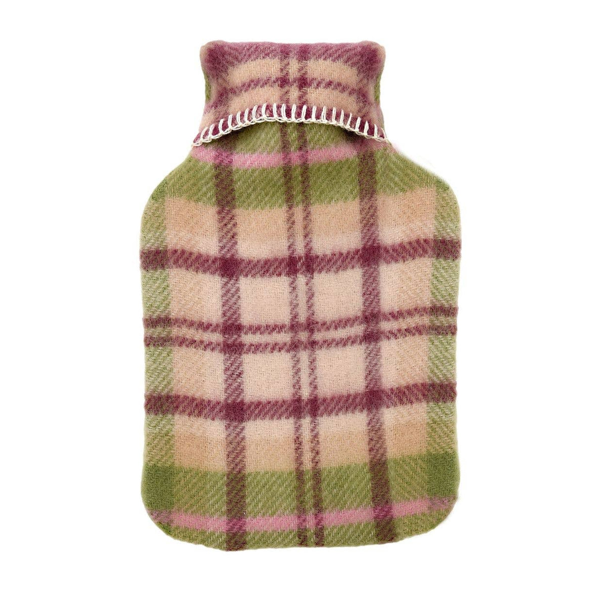 Cottage Check Pure Wool Hot Water Bottle: Pink