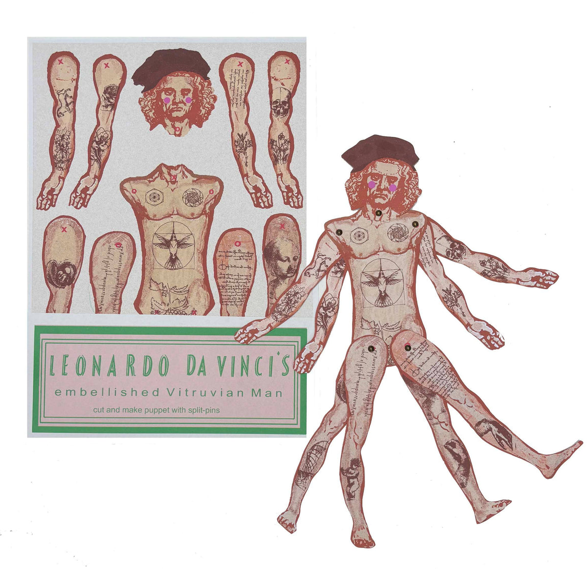 Cut & Make Paper Puppet - Leonardo da Vinci's "embellished" Vitruvian Man