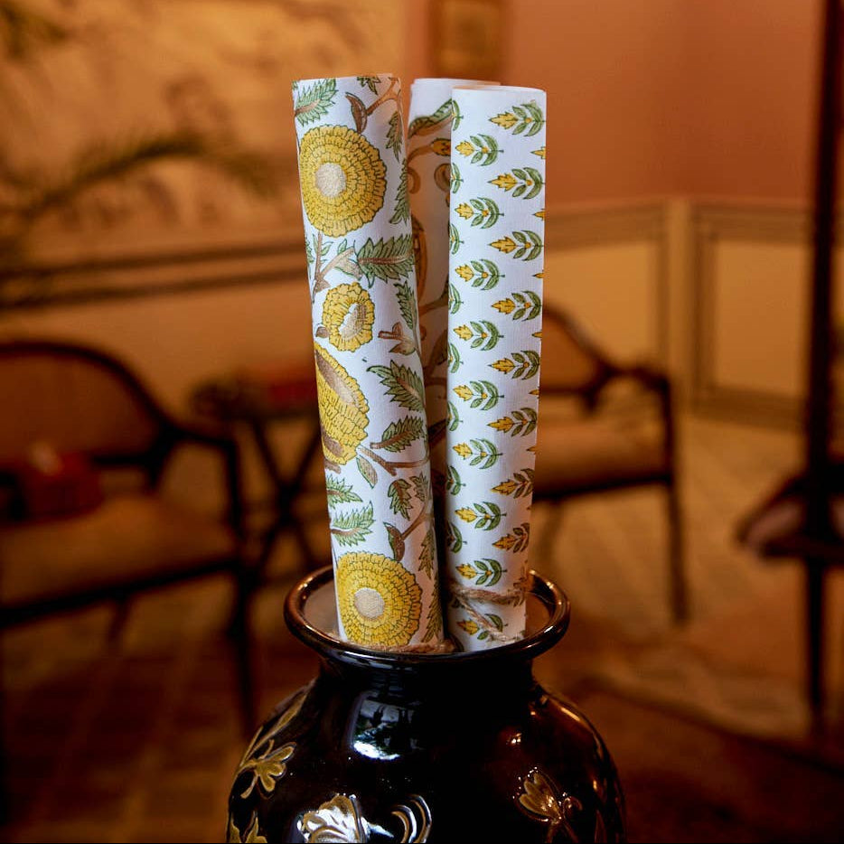Block Printed Wrapping Paper - Marigold Sunshine