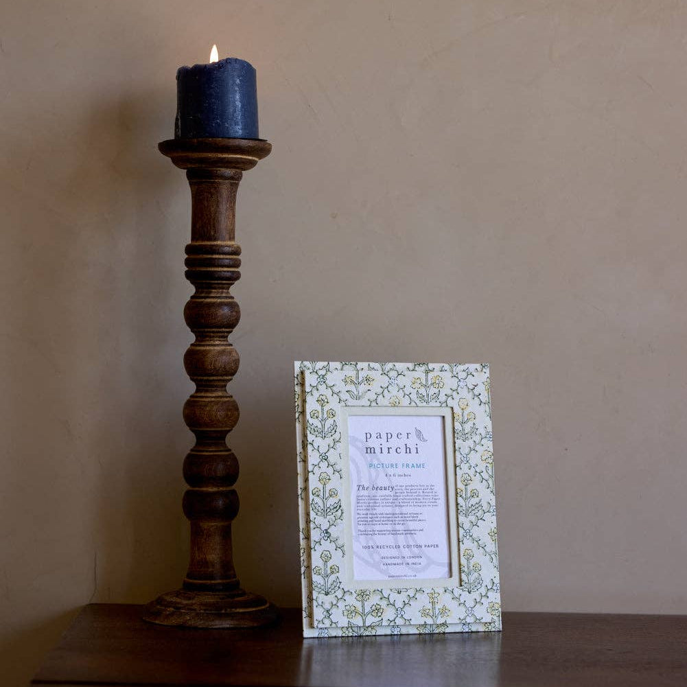 Block Printed Picture Frame - Floral Lattice
