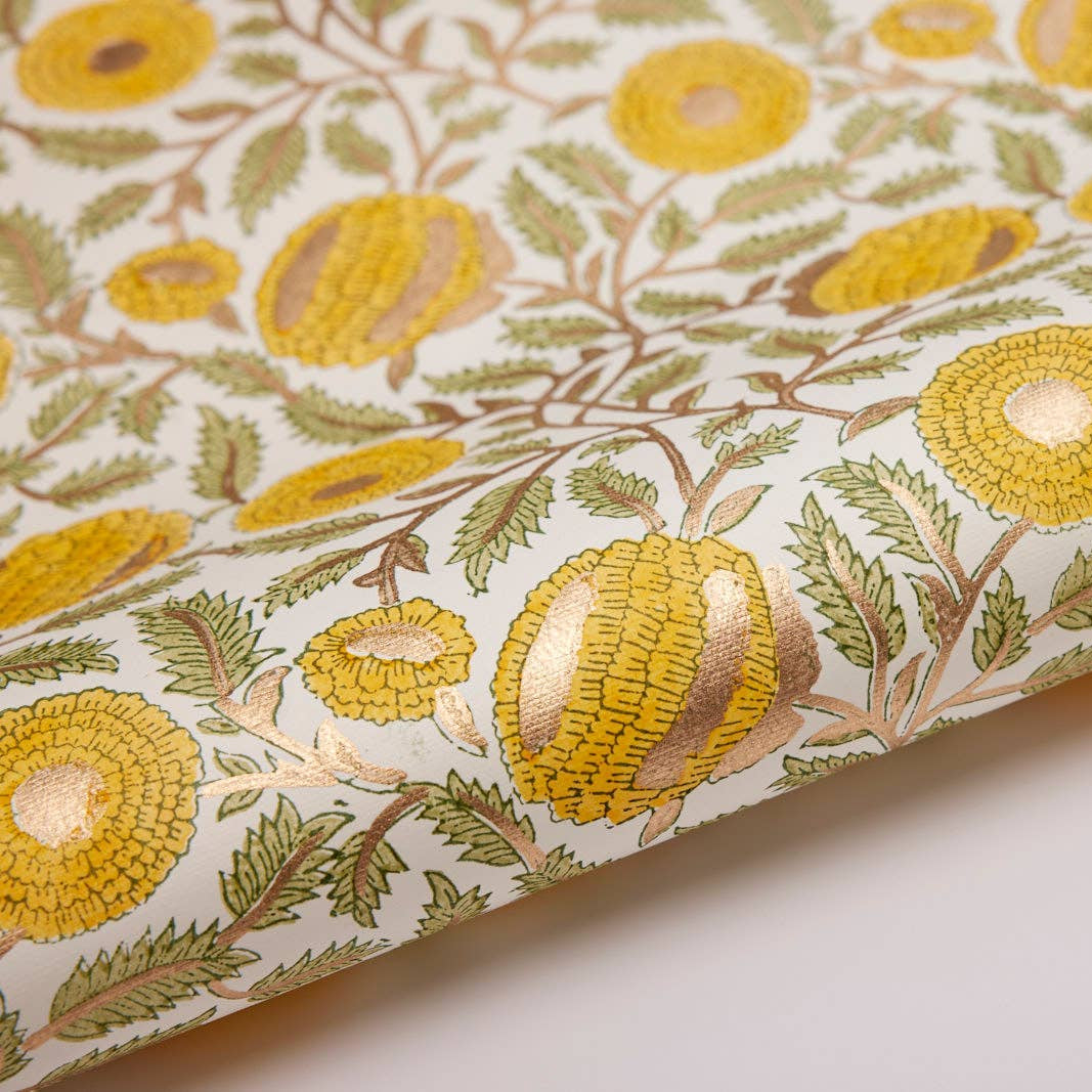 Block Printed Wrapping Paper - Marigold Sunshine