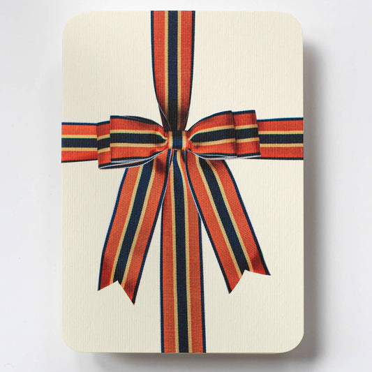 Orange, Blue & Cream Bow Greeting Card