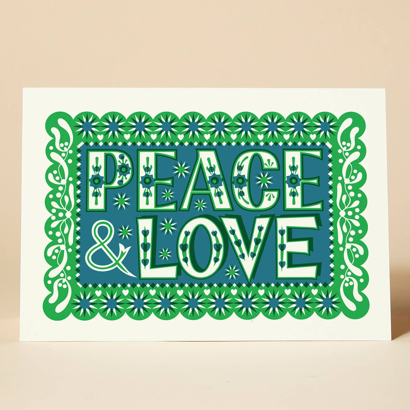 Pack of 10 Christmas Cards – Peace & Love / Joyeux Noel