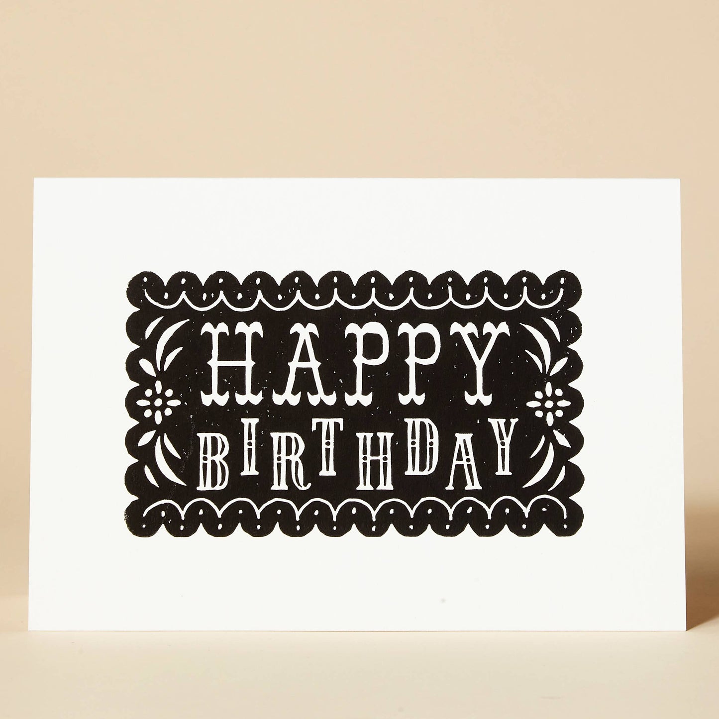 HAPPY BIRTHDAY Linocut Greeting Card