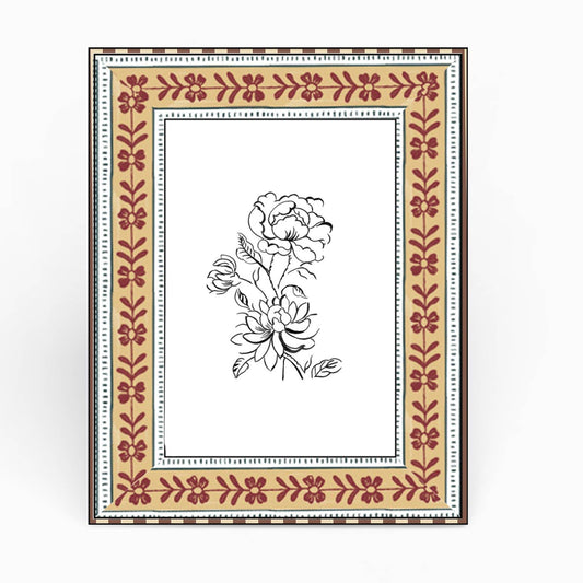 Block-Printed Tabletop Picture Frame - Brick Red Rhea