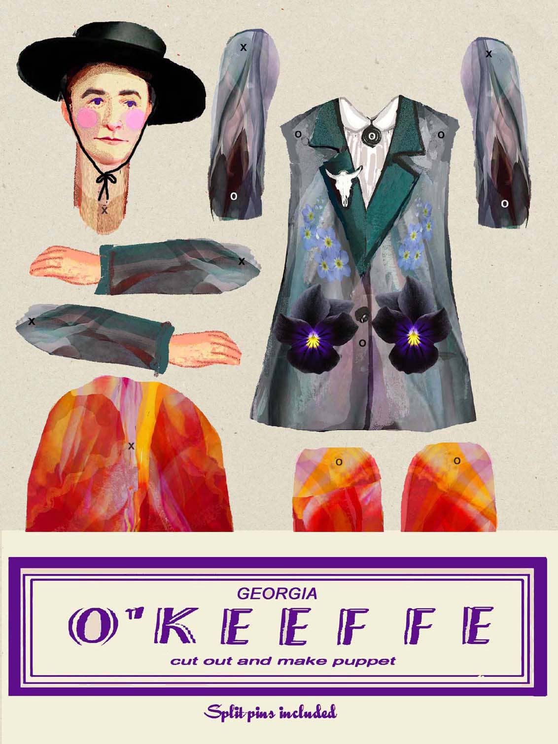 Cut & Make Paper Puppet - Artist Series - Georgia O’Keeffe