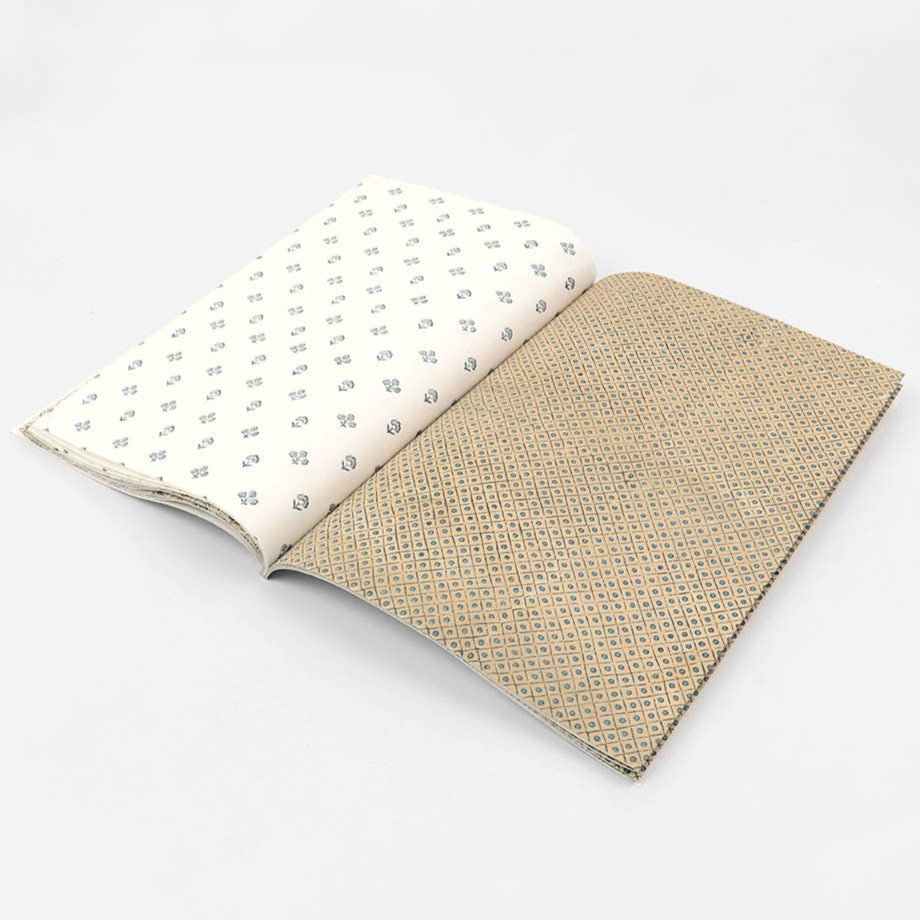 Block Printed Wrapping Paper Set - Blue