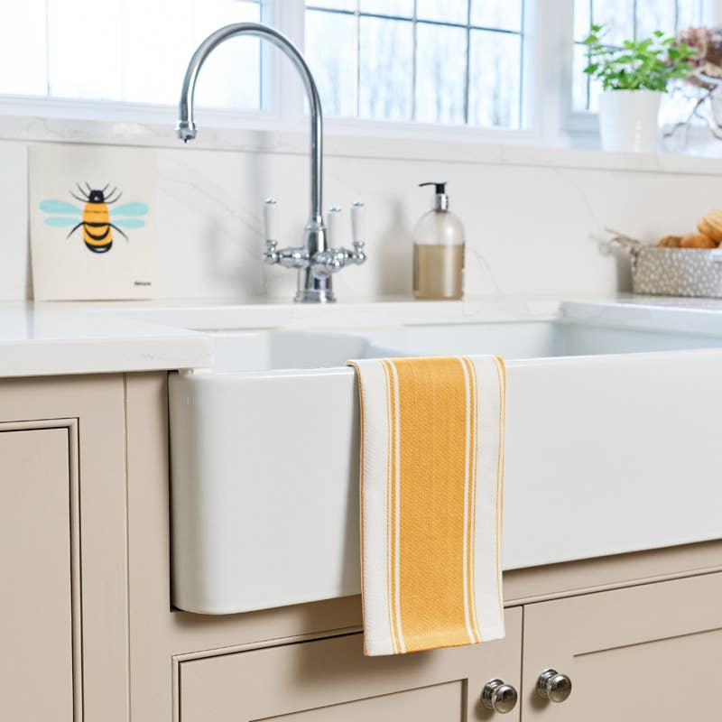 Striped Cotton Tea Towel - Ochre