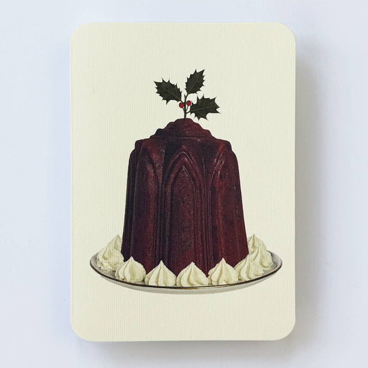 Christmas Plum Pudding Holly Greeting Card