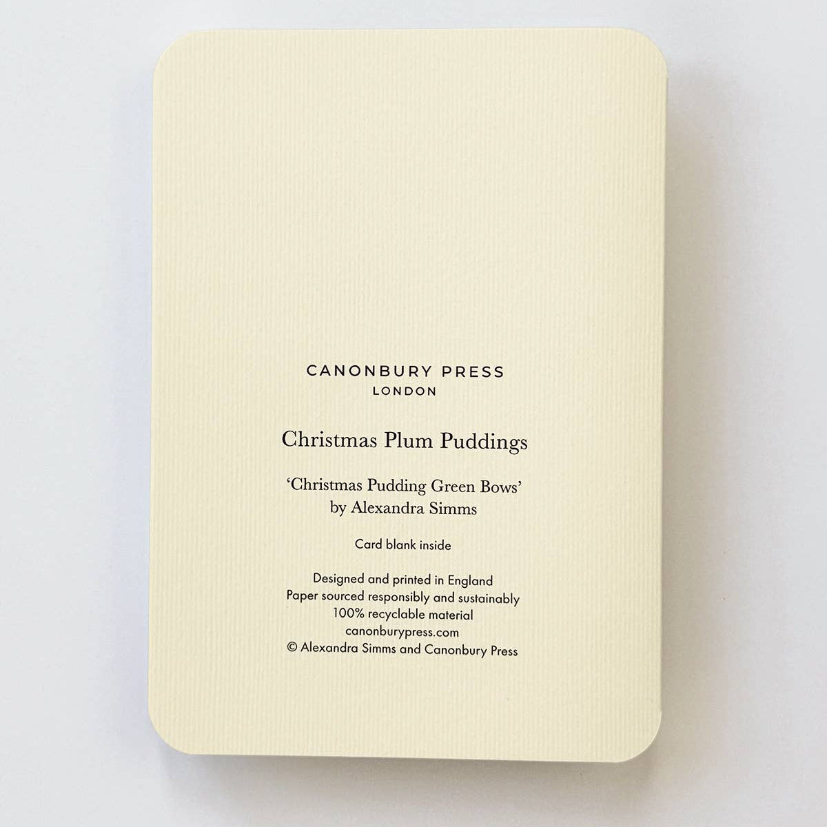 Plum Pudding Green Bows Greeting Card