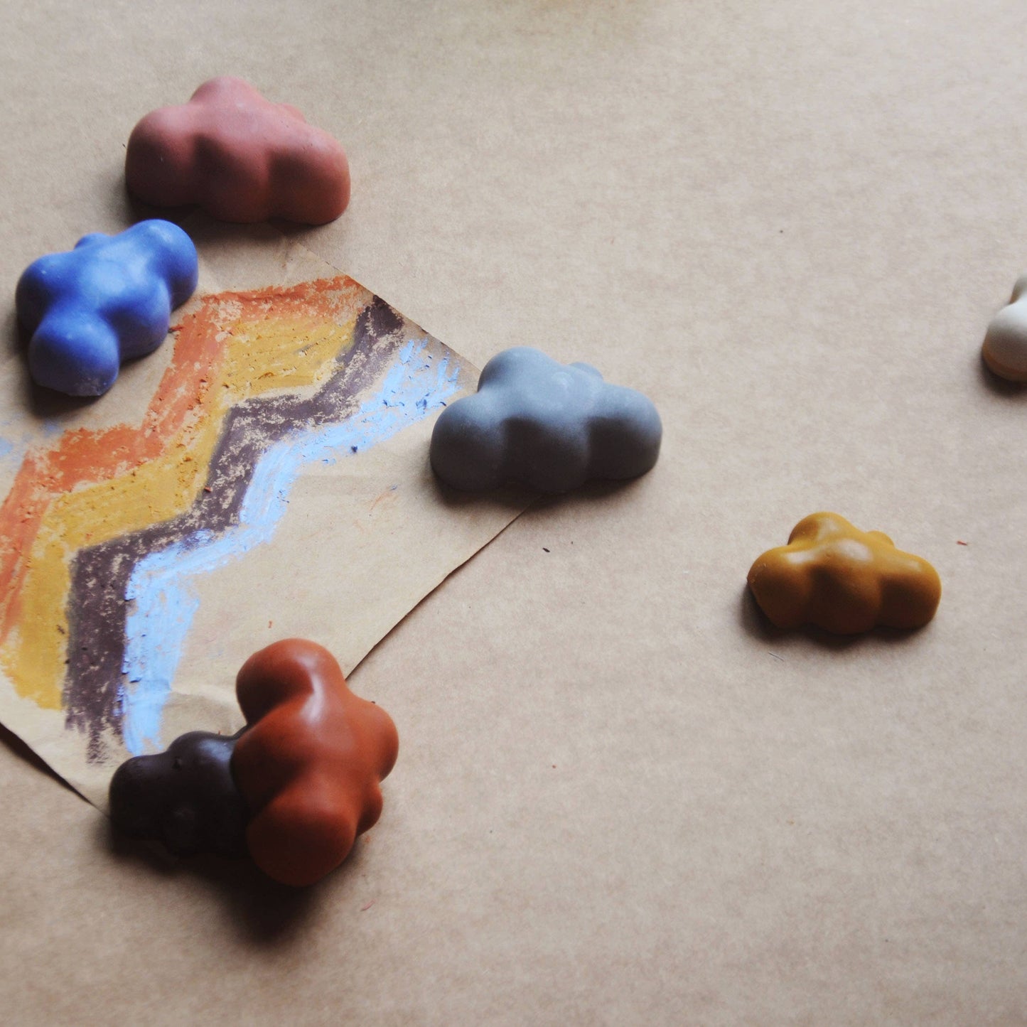 Fluffy Cloud-Shaped Jumbo Beeswax Crayons – Set of 5