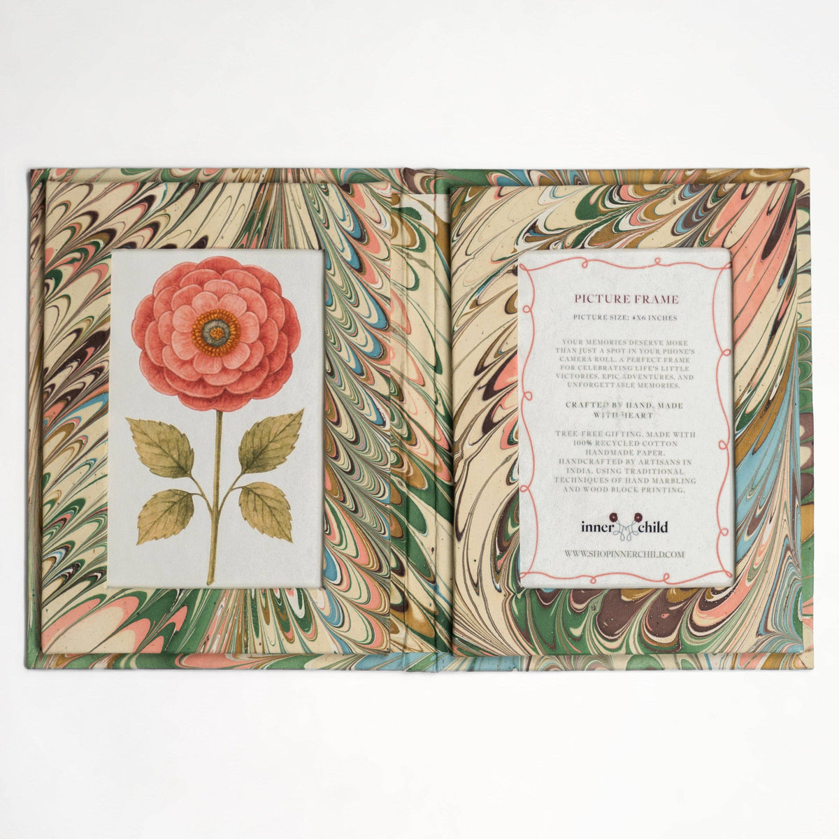 Hand-Marbled Folding Picture Frame - Flatiron Feathers